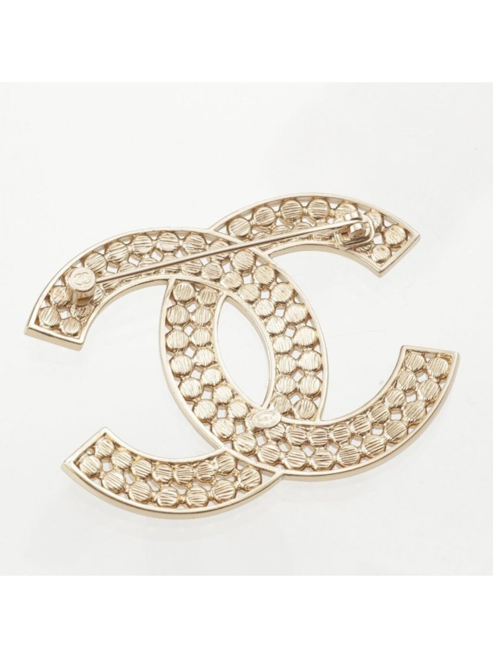 Chanel Metal Rhinestone CC Logo Brooch Gold - Picture 2 of 10